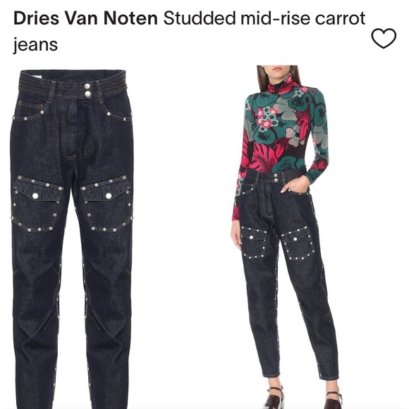 🔩 Dries Van Noten Stud Jean Dark Indigo Taper Zip-Leg Designer Sz 6 NWOT - Picture 5 of 12
